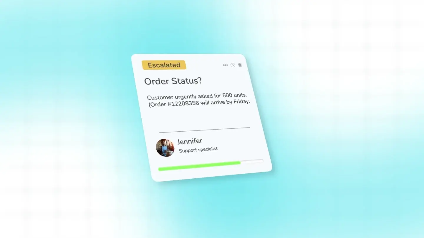 Illustrated escalation card from FDM’s Krista.ai email workflow film