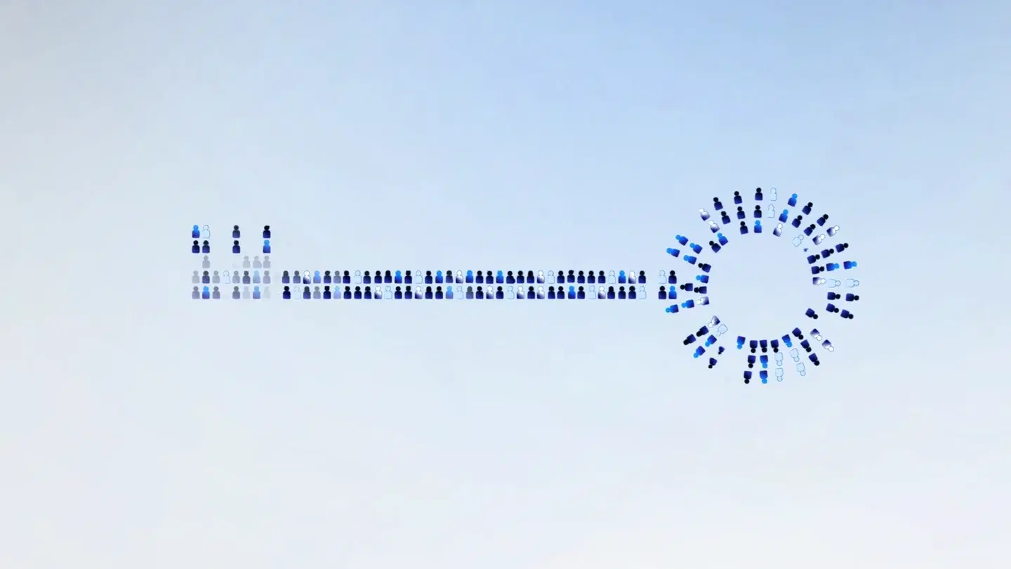 People forming a key in FDM’s Signzy animation